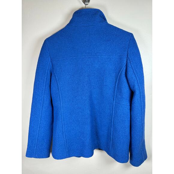 Womens Lands End Wool Blend Coat Jacket Blue Zip Front Size 10 Classic Preppy - Picture 5 of 10